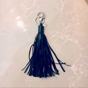 NWOT Sephora Black Faux Leather Frayed Silver Asthetic Bag Attachment Accent